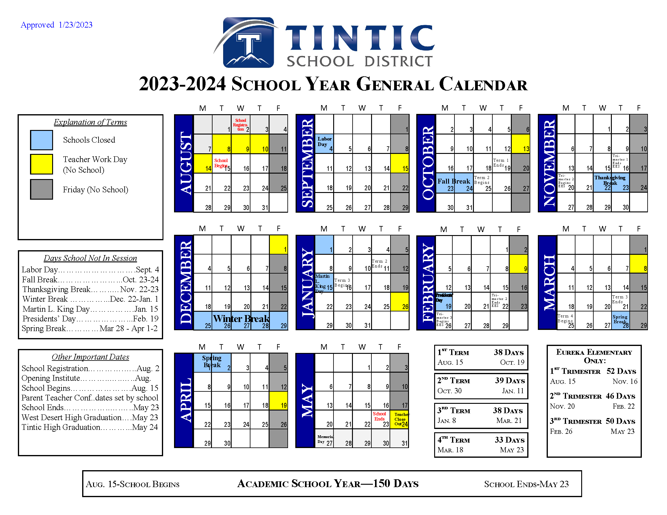 Tintic School District District Calendar