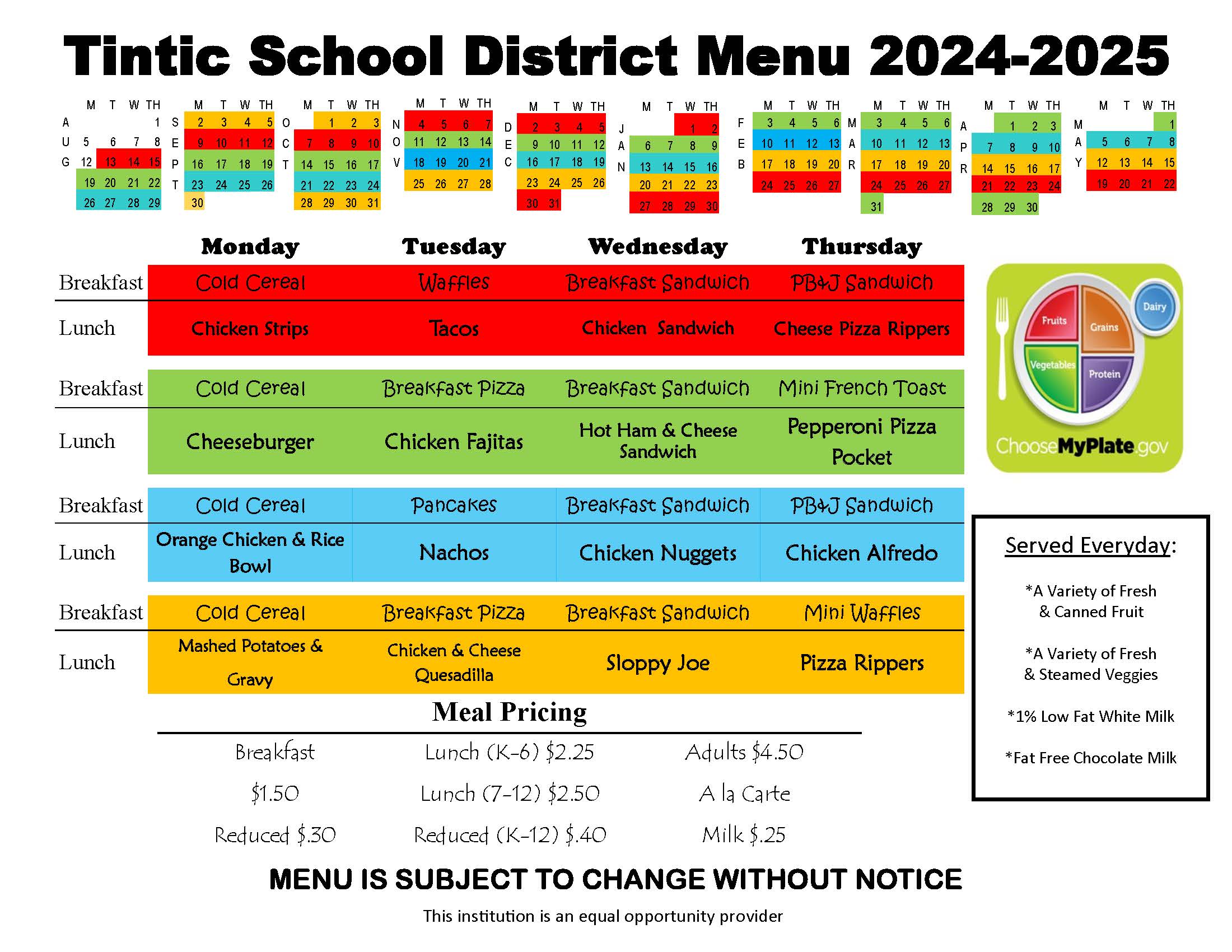 Lunch Menu 24 25